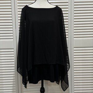 Chico’s Travelers Collection Black Chiffon Overlay Top NWT Size 3 (XL)